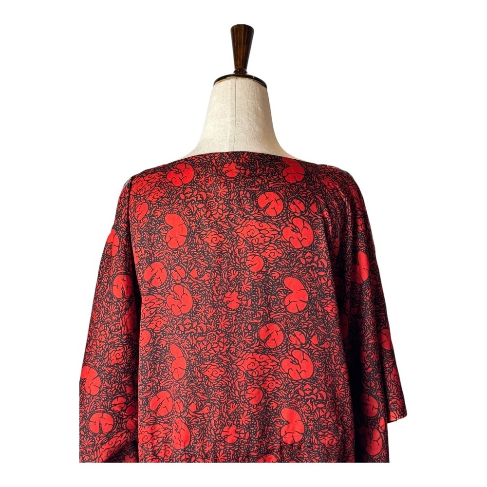 True Rock Caftan Dress Women OS Red Floral Print Maxi Kaftan Boho Coverup Kimono - Picture 4 of 10
